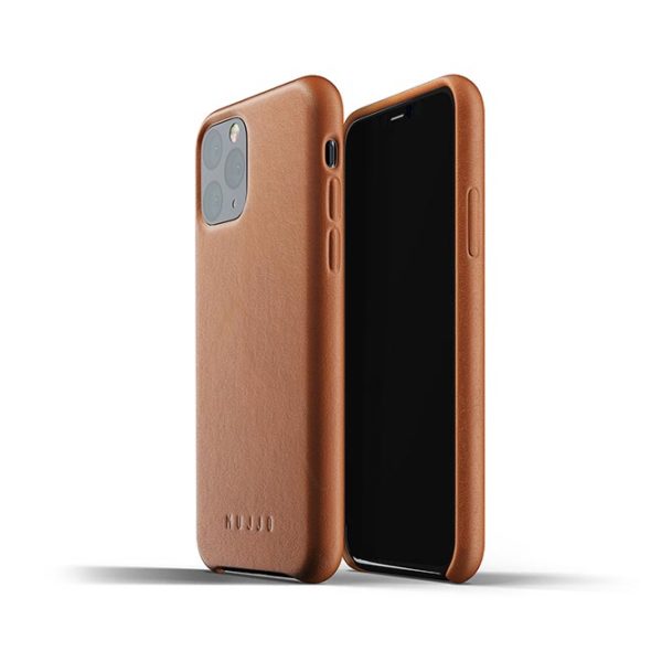 Mujjo - Full Leather Case - Edle und schön verarbeitetes Ledercover für iPhone 11 Pro (5.8") - Tan