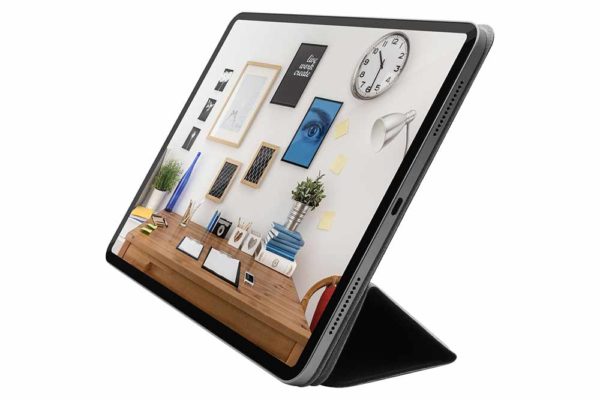 Macally Bookstand - Hochwertige Schutzhülle mit Stand- und Sleep-/Wakefunktion für iPad Pro 12.9" (2018) kompatibel mit Apple Pencil - Grau – Bild 2