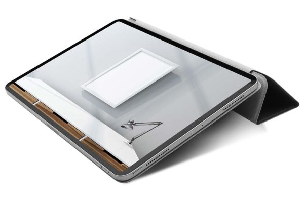 Macally Bookstand - Hochwertige Schutzhülle mit Stand- und Sleep-/Wakefunktion für iPad Pro 12.9" (2018) kompatibel mit Apple Pencil - Grau – Bild 4