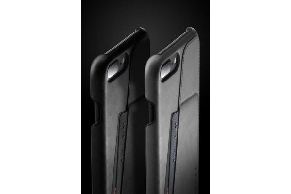 Mujjo Full Leather Wallet Case - Edle und schön verarbeitete Ledertasche für iPhone iPhone 7 Plus & 8 Plus (5.5") mit praktischem Kreditkartenfach auf der Rückseite - Schwarz – Bild 2