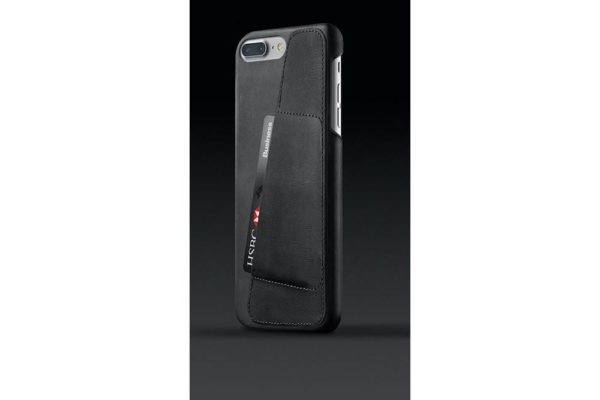 Mujjo Full Leather Wallet Case - Edle und schön verarbeitete Ledertasche für iPhone iPhone 7 Plus & 8 Plus (5.5") mit praktischem Kreditkartenfach auf der Rückseite - Schwarz – Bild 4