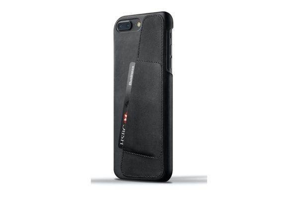 Mujjo Full Leather Wallet Case - Edle und schön verarbeitete Ledertasche für iPhone iPhone 7 Plus & 8 Plus (5.5") mit praktischem Kreditkartenfach auf der Rückseite - Schwarz