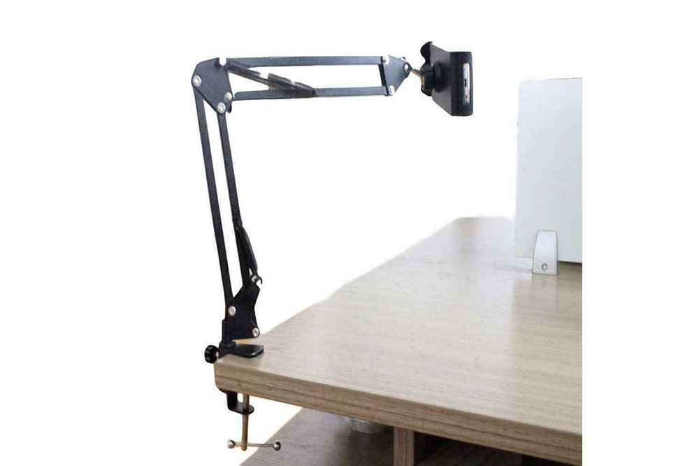 Tisch-Klemm-Ständer-Halter-Halterung-Smartphone-Tablet-Flexibler-Arm-Schwarz
