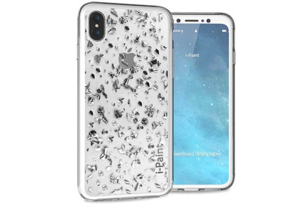 iPaint Glitter Case iPhone X und Xs (5.8'') - Stylisches Transparentes Case mit Glitter - silber